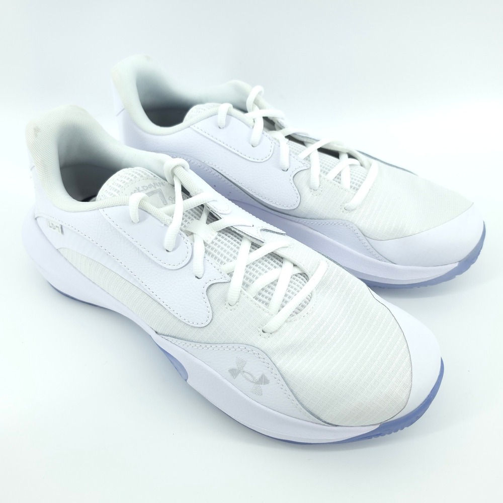 Under Armour Mens Lockdown 7 Basketball Shoes Leather White Size 12 Low Top